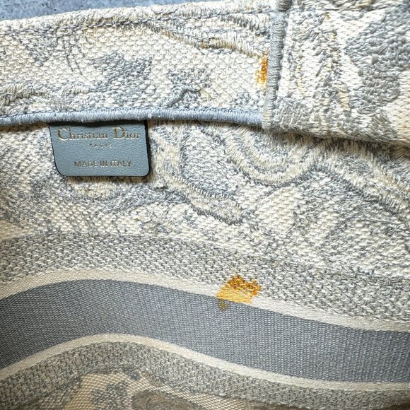 Christian Dior Medium Book Tote Toile de Jouy Beige Gray Canvas Bag - Picture 15 of 16